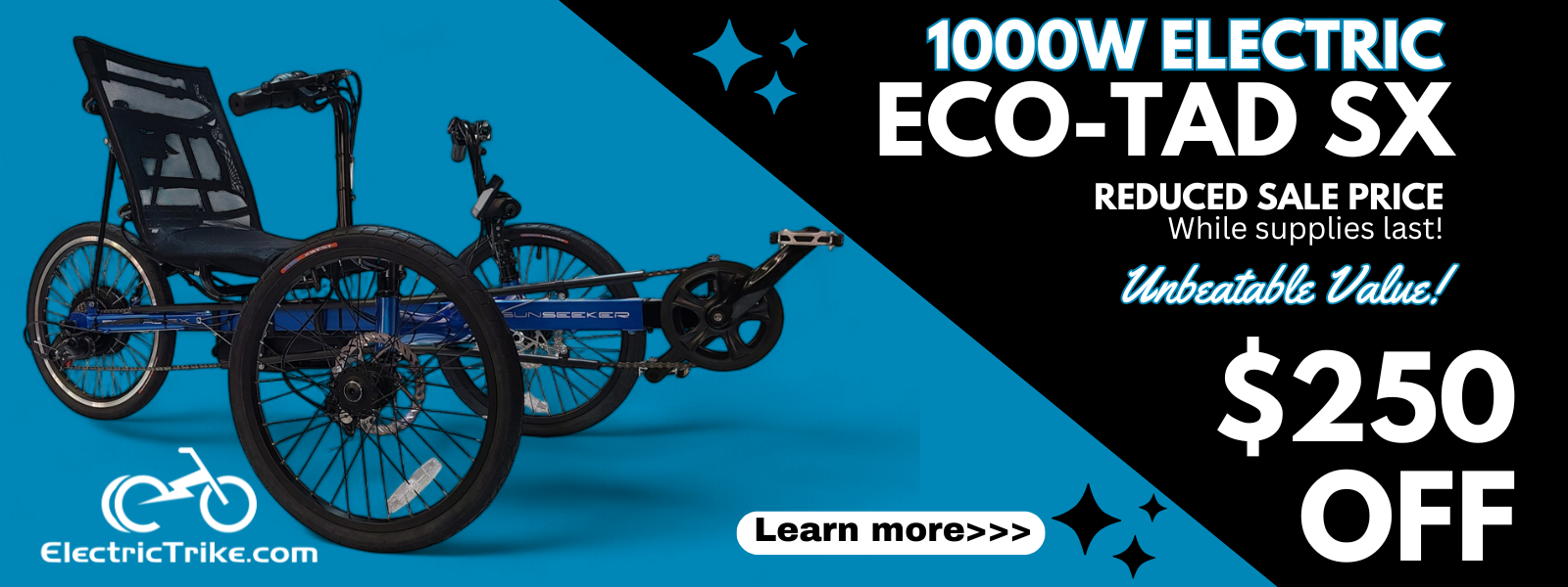 Electric Eco-Tad SX - Affordable Recumbent Electric Trike for Smooth Rides