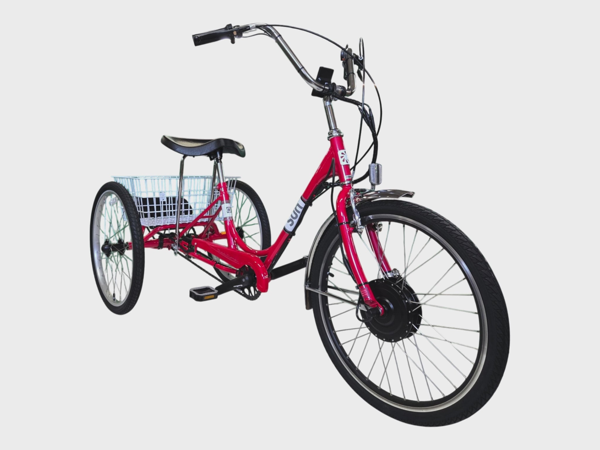 electric 3 wheel bicycle Ridex Passenger Seat Trike Cream GOBIKE FORTE comes with an adjustable front suspension and a soft seat with a backrest for a more enjoyable ride Sun 24" Traditional Electric Tricycle