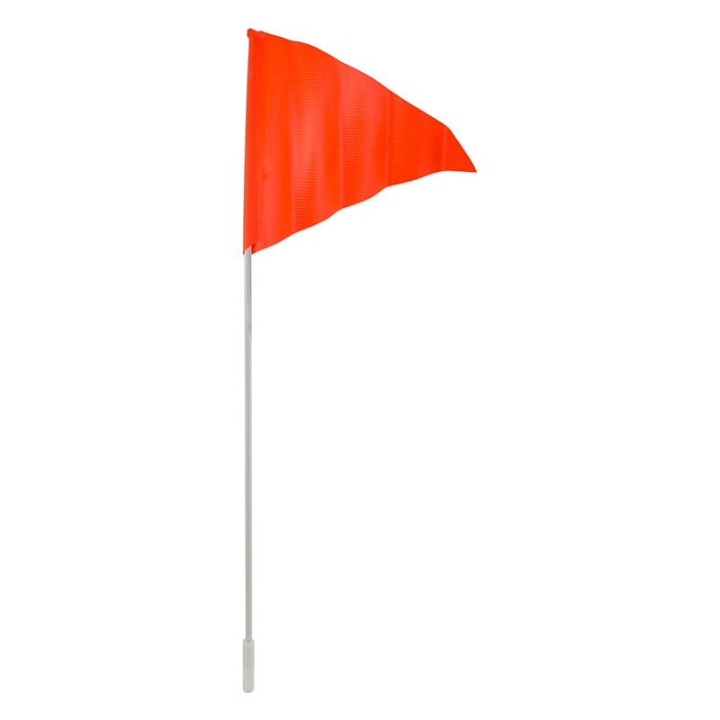 16" Orange flag is attached to a six foot fiberglass pole